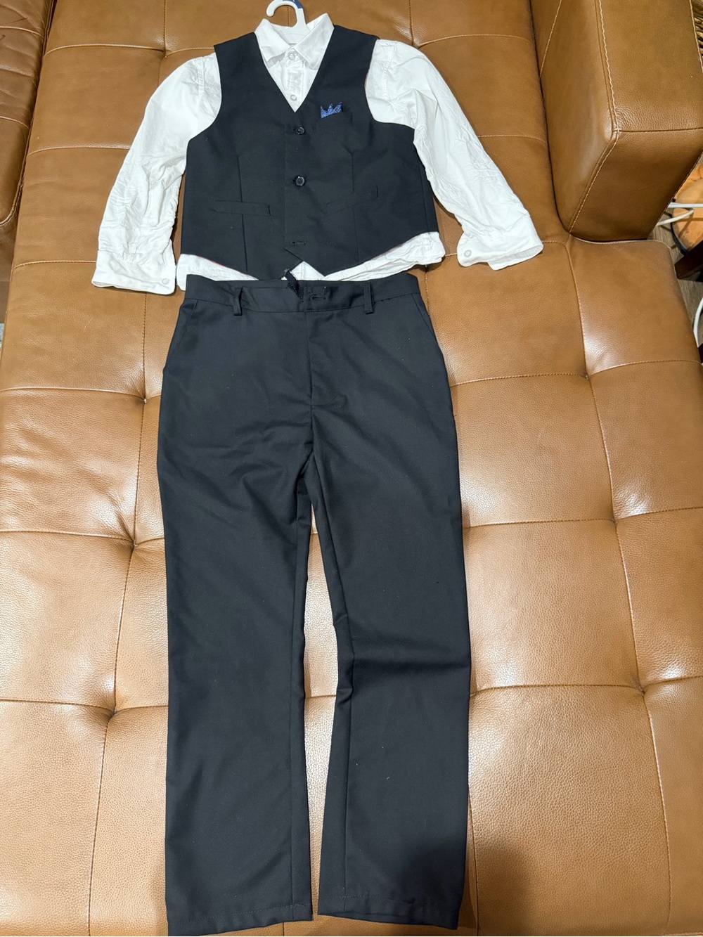 Boys Formal 3-Piece Outfit Set 10Y Black Vest Pants White Dress Shirt